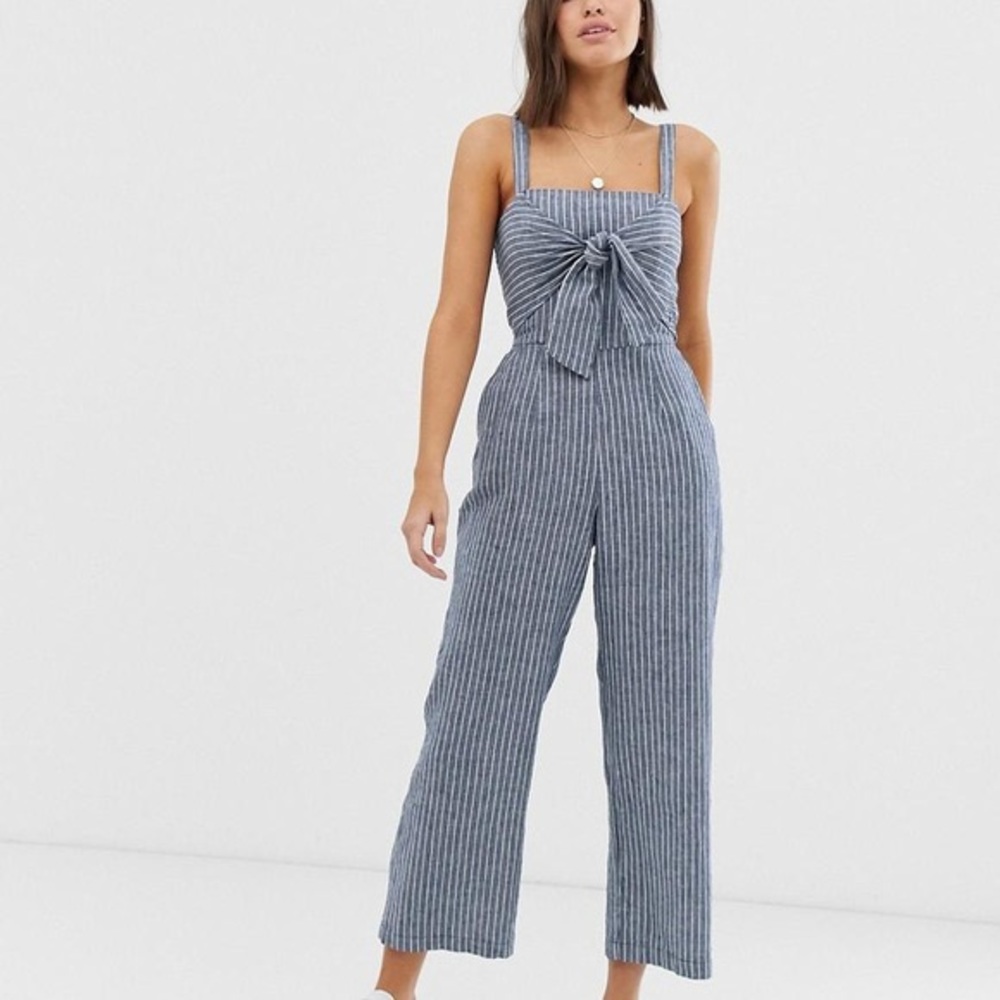 Abercrombie blue striped jumpsuit